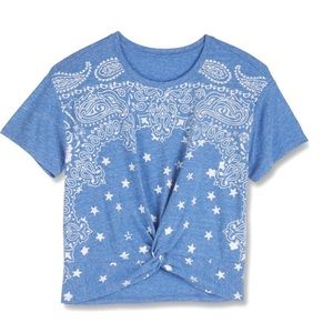 NWOT Lucky Brand bandana print top blue large